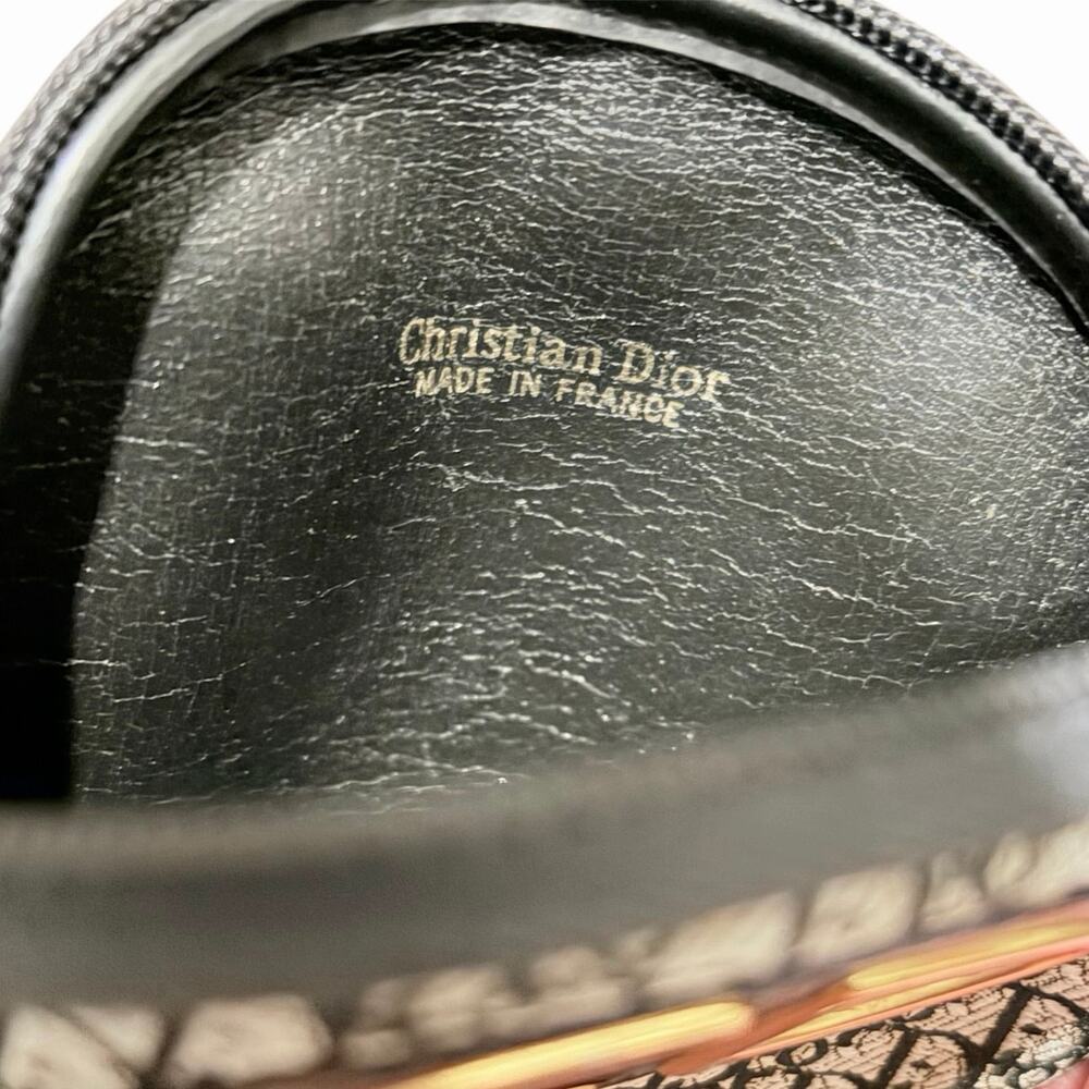 Christian Dior Vintage Trotter Monogram Oval Zip Coin Purse Pouch Black Gray - Picture 8 of 11